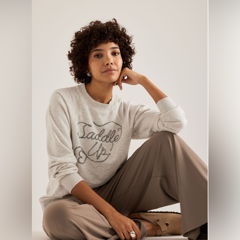 “Saddle Up” Crew-Neck Graphic Sweatshirt